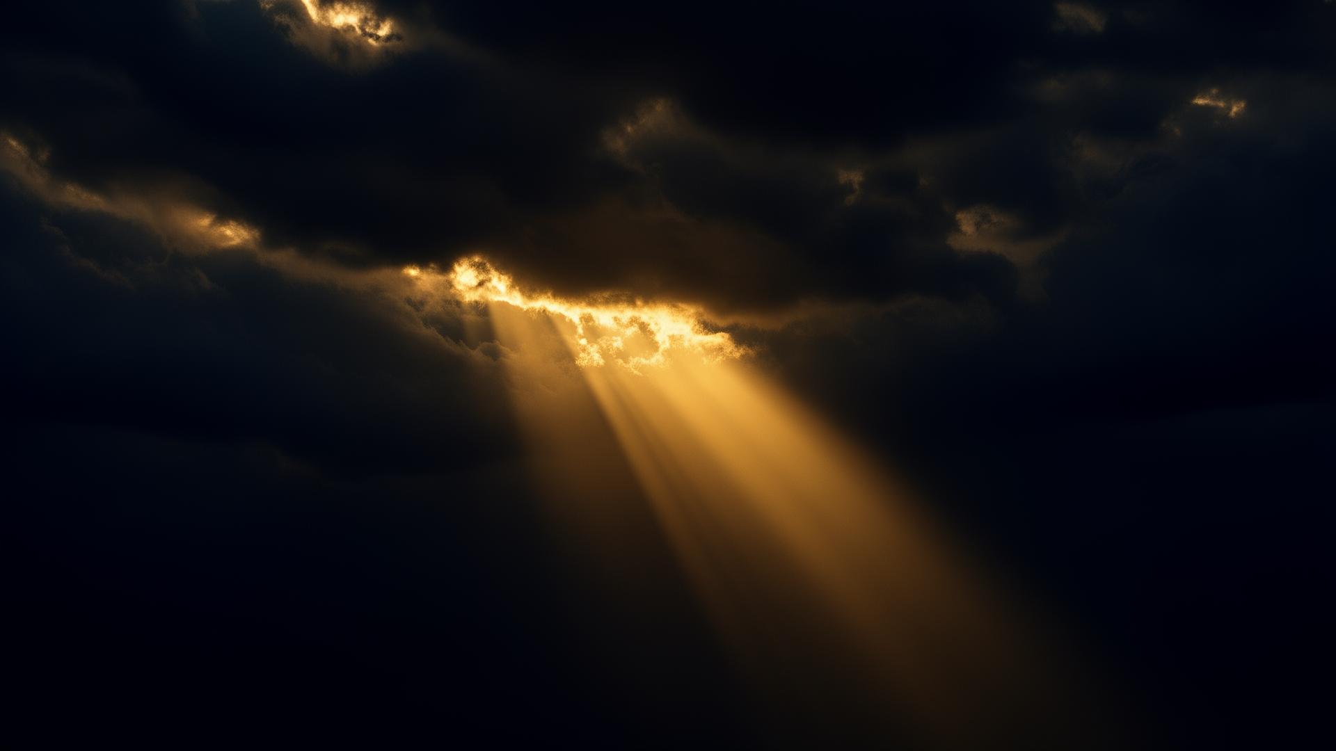Luce dorata che attraversa l'oscurità